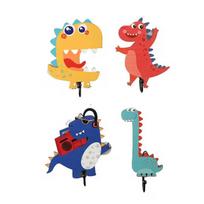 4Pcs Stable Structure Dinosaur Wall Hooks Cartoon Wall Decor Hooks  Bedroom Storage 4Pcs