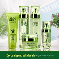 Alavijo odos priežiūros rinkinys: Losjonas, Tonikas, Emulsija ir Veido Kremas - Nemokamas Pristatymas Studentams Aloe Vera Essence Water 120ml beige