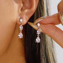 Elegant Teardrop CZ Drop Earrings for Women Linear Long Dangle V-shape Jawline Face Slimming Cubic Zirconia Flattering Jewelry