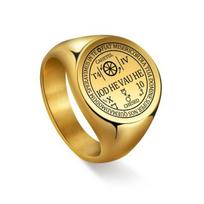 Arkangelas Cahetel Fortune Seal Iod He Vau He Solomon Kabbalah amuletiniai žiedai vyrams Viking nerūdijančio plieno vyriški žiediniai punk ženklai 11