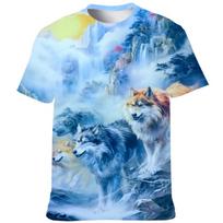 Summer 3d Printed T Shirt Hip Hop Men Wolf Animal Pattern Tee Plus Size Streetwear Short Sleeve Sport T Shirts Man Tops 6XL blue