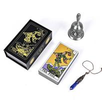 12x7cm Holographic Gold Foil Rider Tarot Deck - 78 Cards PET Plastic, Waterproof & Scratch-Resistant, with Paper Guidebook