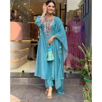 Women Top Tunic Kurti Salwar Suit Bollywood Party Wear Kurta Pant Dupatta Set VFP-1797a M-38