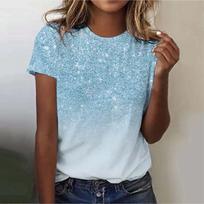 2025 women's street fashion T-shirt dream Star 3d printed short-sleeved all-match daily round neck top women's clothing S