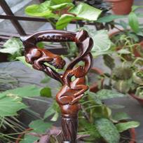 Lion And Gazelle Walking Stick Cane Handmade Wood Crafted Comfortable Handle Hand Carved Cane Best Gift For Adult's