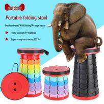 Portable Ultralight Folding Telescopic Camping Stool - Adjustable and Retractable Chair Basic Model Black and Red