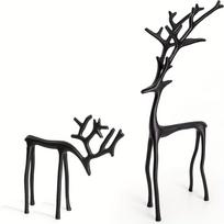 2 vnt. juodo elnio statulėlės - Modernios Kalėdų dekoracijos - Elegantiškos šventinės interjero dekoracijos A+B black