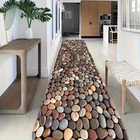 Natural River Stone Runner Carpet, Multi-Tone Pebble Mosaic Rug, Textured Floor Mat for Zen & Minimalist Hallway Beautiful Mat 40X120CM
