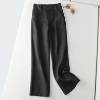 Women Cotton Linen Casual Wide Leg Pants High Waist Women Baggy Straight Trousers Vintage Ankle-length Pantalones Summer Sweatpant L