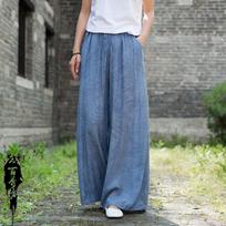 Tencel Jeans Women's Pants Elastic Waist Wide Leg Pant Spring Summer Loose Casual Long Trousers Female Ankle-length Pants One Size