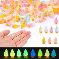 Luminous 10/20Pcs Christmas Tree Glow In Dark Mini Resin Decor For Random Color Diy Fairy Garden Party Gift For Kids Adults Children's Birthday Gift