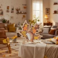 Thanksgiving Wood Carving Craft Table Sign Decoration Autumn Harvest Home Accent Piece for DIY Holiday Tabletop Setting