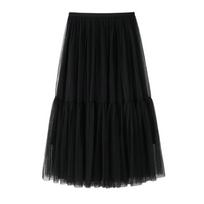 Tulle Skirts for Women A Line Fairy Tiered Skirt Midi High Elastic Waist Long Skirt Layered Flowy Swing Tutu Skirt Women's Mesh High Waist Maxi Skirts One size