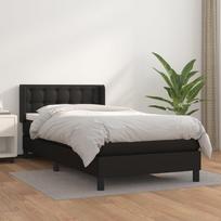 Vidaxl Łóżko Kontynentalne Z Materacem, Czarne, Ekoskóra 90X200 Cm