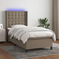 Vidaxl Łóżko Kontynentalne Z Materacem, Taupe, 90X200 Cm, Tkanina