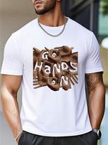 Printed With The WoJIANs  GO HANDS ON  - Casual Hip-Hop Streetwear,Unisex's Casual Short-Sleeve T-Shirt XL