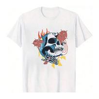 Unisex's Round Neck Short - Sleeve T - Shirt With Edgy Skull Graphic XXL