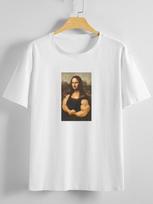 Summer Funny Mona Lisa Print Unisex T-shirt XXXL
