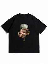 Unisex Dollar & Hand Print Drop Shoulder T-Shirt M