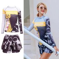 Women's Two-Piece Long Sleeve Swimsuit: Slim-Fit, Sun-Protective, for Swimming, Surfing, and Diving. M