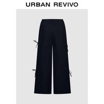 UR2025 Women's Pleated Wide-Leg Cotton Pants L