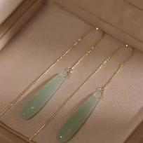 2024 Chic Chinese Water Drop Tassel Earrings: Elegant Long Wire Design for Women