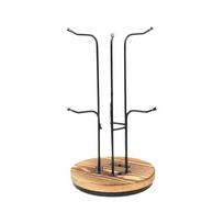 Large Capacity Mug Drying Rack Removable Water Bottles Storage Rack Rustic Cup Tree Rack  Bedroom 6 Hooks