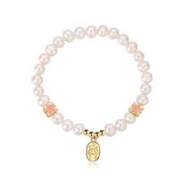 S925 Silver Peach Blossom Cat Paw Bracelet with Freshwater Pearls – Summer Gift for Best Friend 925 Silver