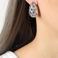 Personalized Lightweight Woven Texture Water Drop Earrings, 18K Gold-Plated Hollow Titanium Steel.