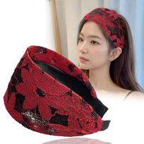 Fashion Embroidery Wide Headband Flower Wide Brim Hairband Toothed Simple Lace Headband Daily