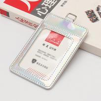 Laser Glossy Buckle Business Work Card Holder Lanyard Multi Slot Card Sleeve Leather Access Control Cards Case Id Card Holder sidabras