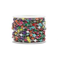 1 Meter Gold Plated 304 Stainless Steel Heart Link Chain Multicolor Enamel Heart Chain for Fashion Necklace Accessories 5mm