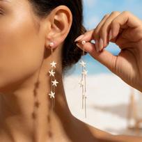 Bohemia Style Conch Shell Drop Earrings Colorful Resin Material Starfish Dangle Earrings Ocean Theme Handmade