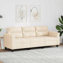 Vidaxl 3-Osobowa Sofa, Beżowy, 180 Cm, Tapicerowana Mikrofibrą