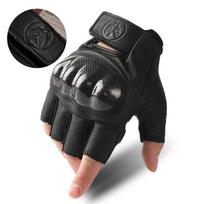 Men's Carbon Fiber Half-Finger Motorcycle Gloves: Summer Riding, Cowhide, Hard Shell Protection, Outdoor & Fitness M