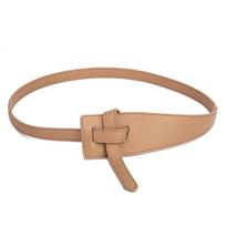 Women's Versatile Black PU Belt: Stylish Wide Waist Knotting Belt for Dresses and Coats.