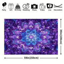 Party decoration banner with a vibrant watercolor mandala pattern in purple and blue tones 47.2x31.5inch/120*80cm