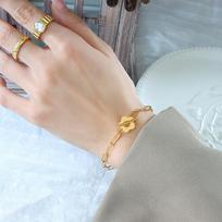 Korean Japanese Sweet Fairy Style Gold-Plated Plum Blossom Necklace & Bracelet Set