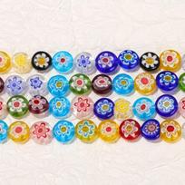 4/6/8mm Millefiori liejimo stiklo karoliukai Gėlė DIY Apyrankės karoliukai Spalvingi apvalūs plokšti išbarstyti karoliukai Juvelyrikos apyrankės gamyba