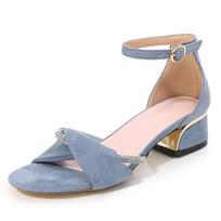 Women's Summer 2026 Chunky Heel Sandals - Fairy Style with Single Strap, Comfortable French Mid-Heels 38