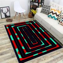 Red Black Maze Game Area Rug, Non-Slip Floor Mat with Geometric Pattern, Durable Carpet for Kids Playroom, Living Room 40x60cm( 15x23in )