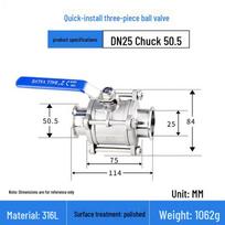 Langsaizebo 3-Piece Quick-Connect Manual Ball Valve