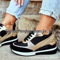 Plus Size Women's Black Round Toe Low-Top Color Block Adhesive Shoes - Autumn/Winter 2021 Collection 39