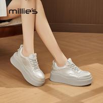 Millies Women's Platform Casual White Sneakers 38