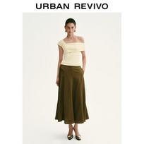 UR2026 Women's Asymmetric Pleated Slim T-shirt S