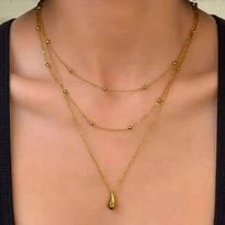 IngeSight.Z 3Pcs/Set Simple Elegant Stainless Steel Water Drop Pendant Necklace 2026 New Luxury Stackable Clavicle Chain Jewelry