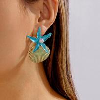 Mermaidcore Ocean Starfish Drop Earrings for Women Colorful Statement Coastal Dangle Tropical Beach Vacation Party Jewelry