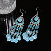 Bohemian Rhinestone Crystal Water Drop Dangle Earrings for Women Vintage Exquisite Ethnic Style Earrings Female Jewelry