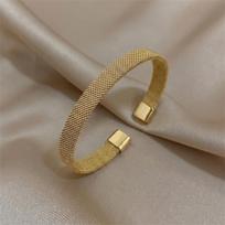 Bold Vintage Wide Geometric Striped Stainless Steel Cuff Bangle for Women Sculptural Wavy Butterfly Bracelet Aesthetic Jewelry