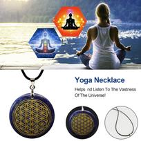 Gyvenimo gėlės pakabukas Septynių čakrų meditacijos krištolinio akmens pakabukas karoliai mėlyna